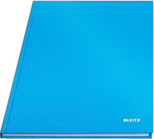 Leitz A4 Notizbuch liniert, 160 Seiten, 80 Blatt FSC zertifiziertes 80 g/m² Papier, Stabiler, kratzfester Hardcover-Einband, Für Büro, Schule oder als Tagebuch, Solid Serie, Hellblau, 46650030 von Leitz