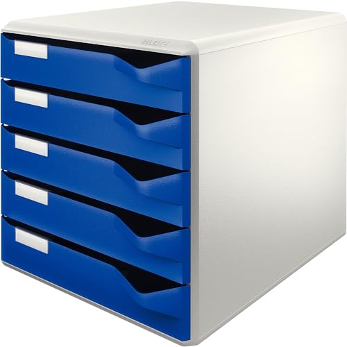 Leitz | Ablagebox | Post- und Formular-Set | Gehäuse grau | Schubladen blau | 5 Schubladen von Leitz