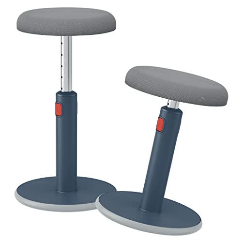 Leitz Active Sitz-Steh-Hocker, Ergonomischer höhenverstellbarer Wipphocker für 46 cm bis 79 cm Höhe, Runder Bürodrehstuhl/-hocker, Ergo Cosy Serie, grau, 65180089 von Leitz