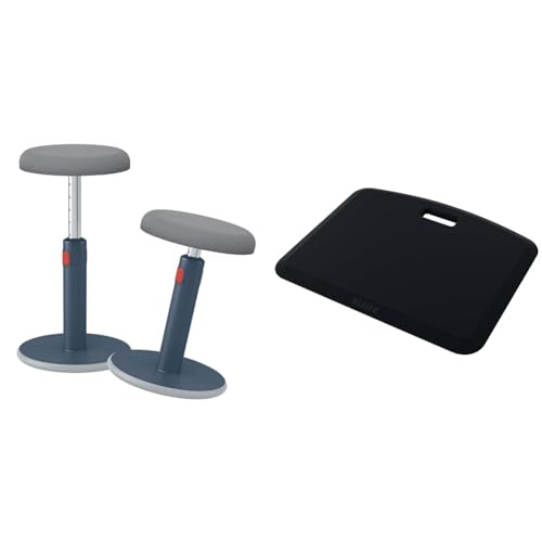 Leitz Active Sitz-Steh-Hocker, Ergonomischer höhenverstellbarer Wipphocker & Anti-Ermüdungsmatte, gepolsterte Bodenmatte von Leitz