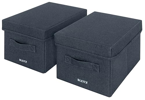 Leitz Aufbewahrungsbox mit Deckel aus Stoff Klein, 2er-Set Organisationsboxen, Universell, faltbar & umweltfreundlich, Organizer für Büro, Haushalt, Küche & Schule, Grau, 61460089 Leitz Aufbewahrungsbox mit Deckel aus Stoff Klein, 2er-Set Organisationsboxen, Universell, faltbar & umweltfreundlich, Organizer für Büro, Haushalt, Küche & Schule, Grau, 61460089 von Leitz