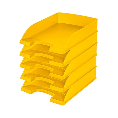 Leitz Briefkorb Standard A4, 5er Pack, Briefablage in Premium-Qualität, Stapelbare Ablagefächer als Schreibtisch-Organizer, Kombinierbar mit Plus-Serie, Gelb, 52270015 Leitz Briefkorb Standard A4, 5er Pack, Briefablage in Premium-Qualität, Stapelbare Ablagefächer als Schreibtisch-Organizer, Kombinierbar mit Plus-Serie, Gelb, 52270015 von Leitz