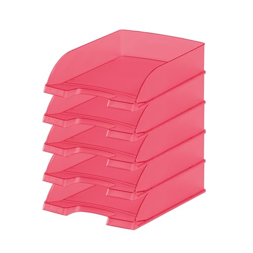 Leitz Briefkorb Standard A4, 5er Pack, Briefablage in Premium-Qualität, Stapelbare Ablagefächer als Schreibtisch-Organizer, Kombinierbar mit Plus-Serie, Rot Frost, 52270026 Leitz Briefkorb Standard A4, 5er Pack, Briefablage in Premium-Qualität, Stapelbare Ablagefächer als Schreibtisch-Organizer, Kombinierbar mit Plus-Serie, Rot Frost, 52270026 von Leitz