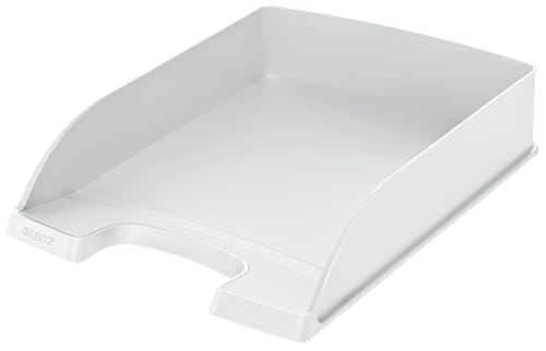 Leitz Briefkorb Standard A4, Briefablage in Premium-Qualität, Stapelbares Ablagefach als Schreibtisch-Organizer, Kombinierbar mit Plus-Serie, Weiß, 52270001 von Leitz