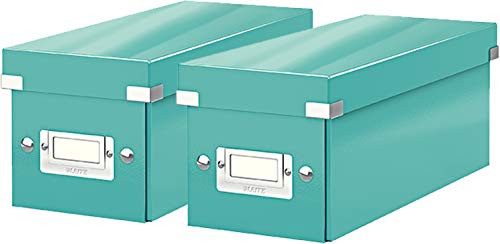 Leitz CD Aufbewahrungsbox, Eisblau, Mit Deckel, Click & Store, 60410051 (2er Pack) von Leitz