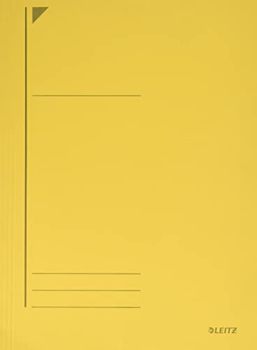 Leitz Eckspannermappe, A4, aus 100 % recyceltem Karton, mit Beschriftungslinien auf dem Vorderdeckel, bietet Platz für bis zu 250 Blatt, gelb, 39810015 von Leitz