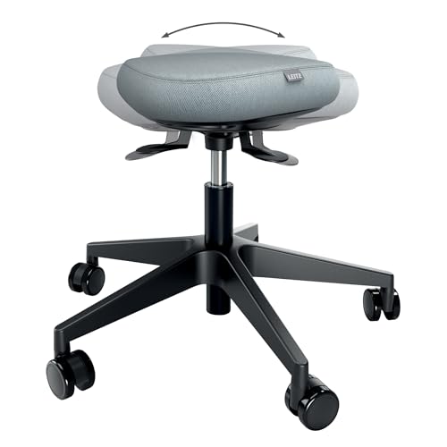 Leitz Ergo Active Höhenverstellbarer Sitzhocker (47–60 cm) mit Rollen, Bürohocker mit Sitzpolster, Ergonomischer Drehhocker für Zuhause, Büro, Freizeit und Hobby, Ergo-Serie, Schwarz, 65770095 von Leitz