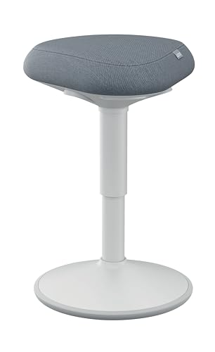 Leitz Ergo Active Sitzhocker mit Dual Density Foam Komfortsitz, Bürohocker höhenverstellbar von 47 bis 64cm, Sitzbezug aus 100% Recycling-Material, Für bis zu 110kg, Ergo Serie, Hellgrau, 65440085 von Leitz