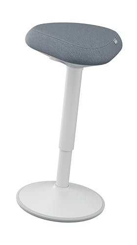 Leitz Ergo Active Stehhocker mit Dual Density Foam Komfortsitz, Bürohocker höhenverstellbar von 57 bis 82cm, Sitzbezug aus 100% Recycling-Material, Für bis zu 110kg, Ergo Serie, Hellgrau, 65450085 von Leitz