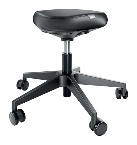 Leitz Ergo Höhenverstellbarer Sitzhocker (46–59 cm) mit Rollen, Bürohocker mit Sitzpolster, Ergonomischer Drehhocker für Zuhause, Büro, Freizeit und Hobby, Ergo-Serie, Schwarz, 65780095 von Leitz