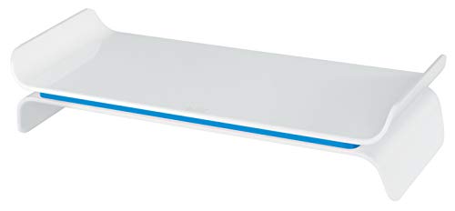 Leitz Ergo WOW verstellbarer Monitorständer, Zwei Höheneinstellungen, Blau/Weiß, 65040036 von Leitz