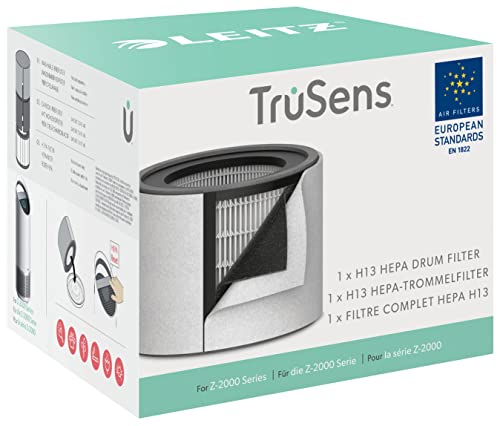 Leitz TruSens Ersatz-3-In-1 H13 HEPA-Filter für den Leitz TruSens Z-2000 Luftreiniger, Entfernt Viren, Allergene, Tierhaare, Staub, Bakterien, Gerüche und Rauch, H13-HEPA-Filter gemäß EN 1822, 2415142 von Leitz