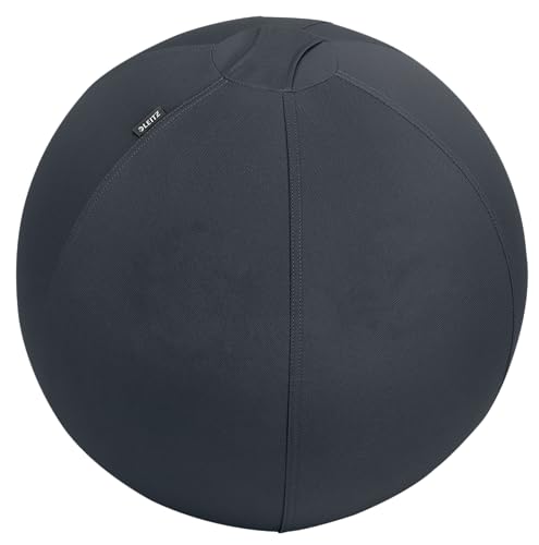 Leitz Ergo Active Sitzball mit Anti-Wegroll-Funktion, Ergonomische Alternative zum Bürostuhl, Gymnastikball, 55 cm Durchmesser, Stoffbezug, Für Büro oder Home Office, Ergo-Serie, Dunkelgrau, 65410089 von Leitz