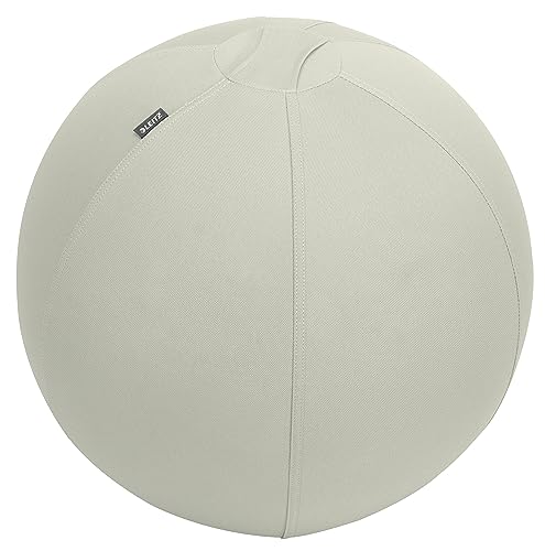 Leitz Ergo Active Sitzball mit Anti-Wegroll-Funktion, Ergonomische Alternative zum Bürostuhl, Gymnastikball, 55 cm Durchmesser, Stoffbezug, Für Büro oder Home Office, Ergo-Serie, Hellgrau, 65410085 von Leitz