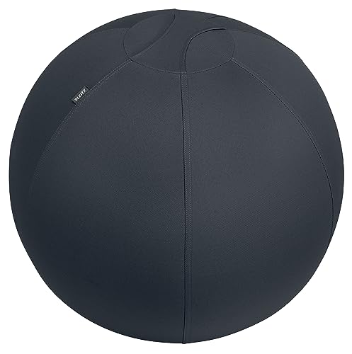 Leitz Ergo Active Sitzball, Ergonomische Alternative zum Bürostuhl, Gymnastikball, 65 cm Durchmesser, inkl. Stoffbezug, Handluftpumpe & 2 x Verschlussstopfen, Ergo-Serie, dunkelgrau 65420089 von Leitz