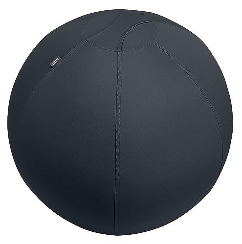 Leitz Ergo Active Sitzball mit Anti-Wegroll-Funktion, Ergonomische Alternative zum Bürostuhl, Gymnastikball, 75 cm Durchmesser, Stoffbezug, Für Büro oder Home Office, Ergo-Serie, Dunkelgrau, 65430089 von Leitz