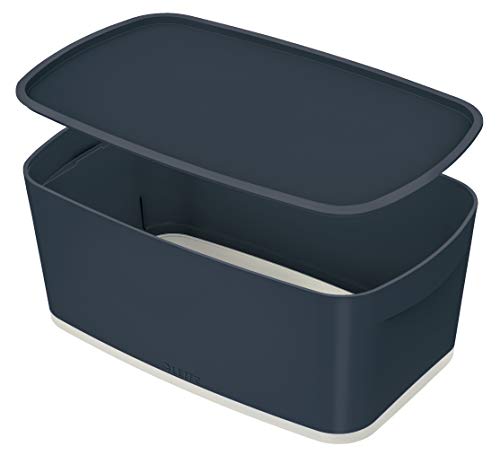 Leitz MyBox kleine Aufbewahrungsbox mit Deckel, Samtgrau, Cosy-Serie, 52634089 von Leitz