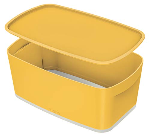 Leitz MyBox kleine Aufbewahrungsbox mit Deckel, Warmes Gelb, Cosy-Serie, 52634019 von Leitz