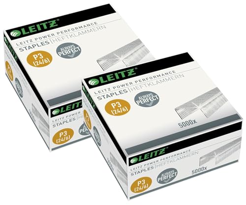 Leitz Power Performance Heftklammern P4 (24/8mm) P3 (24/6mm), Verzinkt (P3 24/6, 10 x 1000 Stück) von Leitz