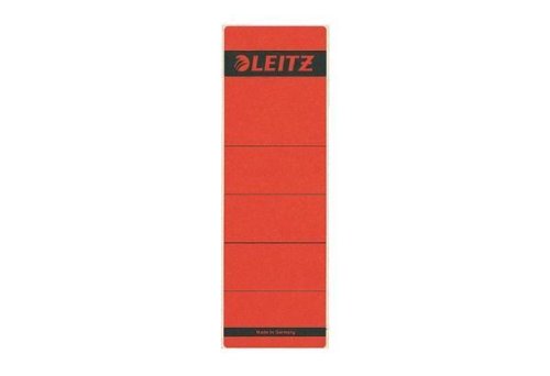 Leitz Rückenschilder selbstklebend für Standard- und Hartpappe-Ordner, 100 Stück, 80 mm Rückenbreite, Kurzes und breites Format, 62 x 192 mm, Papier, rot, 16421025 von Leitz
