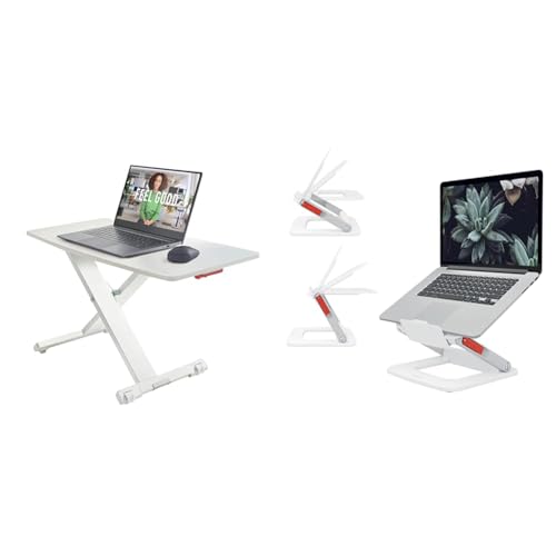 Leitz Schreibtisch-Aufsatz, Kompakter, Höhenverstellbarer Aufsatz für Laptops & höhenverstellbarer Laptopständer mit Mehreren Winkeln, für 13“ - 15“ Laptops von Leitz