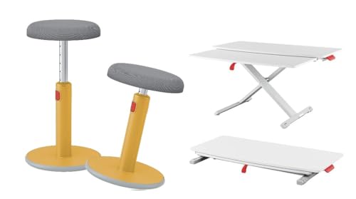 Leitz Ergo Set Active Sitz-Steh-Hocker + Schreibtisch-Aufsatz mit Tastaturablage, Bürohocker mit 46 cm bis 79 cm Höhe, Aufsatz für Monitore & Laptops, TÜV & IGR-Zertifiziert, 65180019 + 65320085 von Leitz