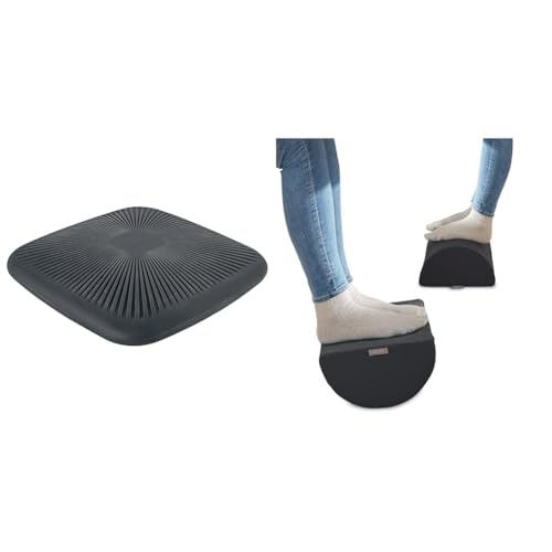 Leitz Ergo Set Active Balance-Sitzkissen, Ergonomisches Kissen für Bürostühle Schreibtisch-Fußstütze, ideal im Home Office, Schaumstoff mit Stoffbezug, IGR-Zertifiziert, 65390089 + 53710089 von Leitz