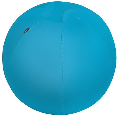 Leitz Sitzball für aktives Sitzen, Gymnastikball, Ergonomische Alternative zum Schreibtischstuhl, 65 cm Durchmesser, inkl. Stoffbezug, Innenball, inkl. Handluftpumpe, Ergo Cosy Serie, Blau, 52790061 von Leitz