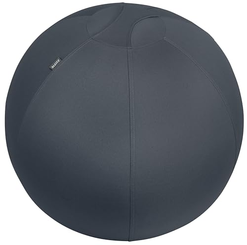 Leitz Sitzball für aktives Sitzen, Gymnastikball, Ergonomische Alternative zum Schreibtischstuhl, 65 cm Durchmesser, inkl. Stoffbezug, Innenball, inkl. Handluftpumpe, Ergo Cosy Serie, Grau, 52790089 von Leitz