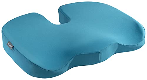 Leitz Sitzkissen, gepolsterte Stütze für Bürostuhl & Co., orthopädisches Sitzkissen, reduziert Nacken- & Rückenschmerzen, Stoffbezug mit Innenschaumstoff, IGR-zertifiziert, Ergo Cosy, Blau, 52840061 von Leitz