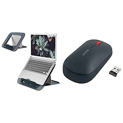 Leitz SureTrack Kabellose Bluetooth-Maus, Samtgrau, 65310089 + Höhenverstellbarer Laptop ständer, Samtgrau, 64260089 von Leitz