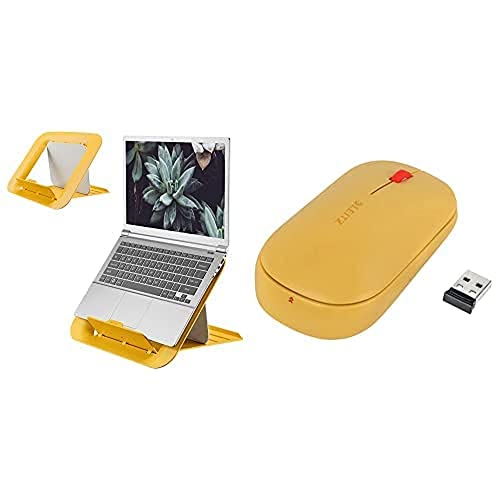 Leitz SureTrack Kabellose Bluetooth-Maus, Warmes Gelb, 65310019 + Höhenverstellbarer Laptop ständer, Warmes Gelb, 64260019 von Leitz
