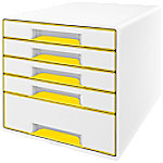 Leitz WOW Cube Schubladenbox Duo Colour mit 5 Schubladen DIN A4 Weiß, Gelb 28,7 x 27 x 36,3 cm von Leitz