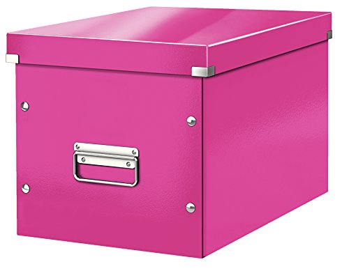 Leitz WOW Click & Store Aufbewahrungsbox mit Griffen, Würfelform groß passend für Kallax Regal, stabil und faltbar, Pink, 61080023 von Leitz