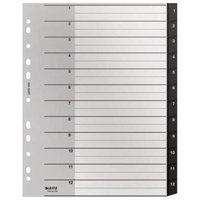 Leitz - Zahlenregister Recycle din A4 Überbreite 1-12 Kunststoff 90 % recycelt schwarz von Leitz