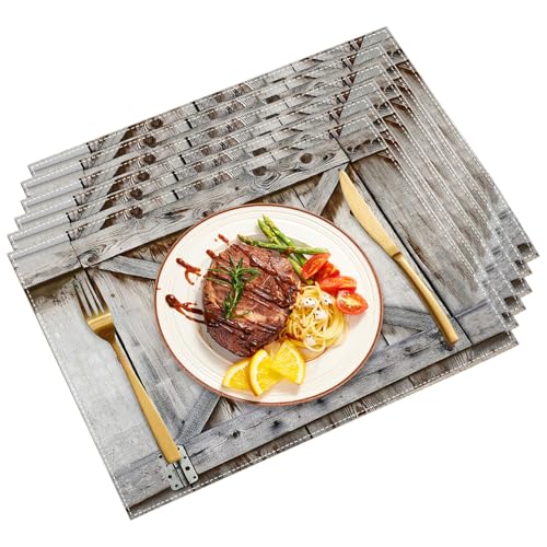 6Pcs Rustic Placemats, Star On Old Barn Wood Western Placemats 16.5x12.6 Heat-Resistant Washable Table Place Mats for Kitchen Dining Home Western 6Pcs Rustic Placemats, Star On Old Barn Wood Western Placemats 16.5x12.6 Heat-Resistant Washable Table Place Mats for Kitchen Dining Home Western von Lejelyma