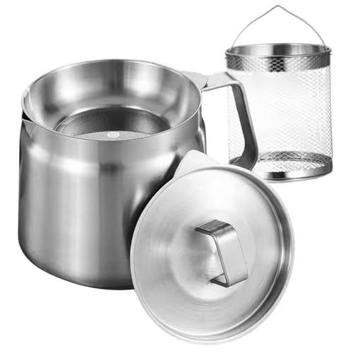 BRINIZING POT mit Korb und Deckel, 1, 5 l Edelstahlöl Frittyer mit Sieb und Griff, staubsicheres Speiseölbehälter, Multi-Gebrauch-Mini-Fritteuse für Küche, Zuhause von Lejelyma