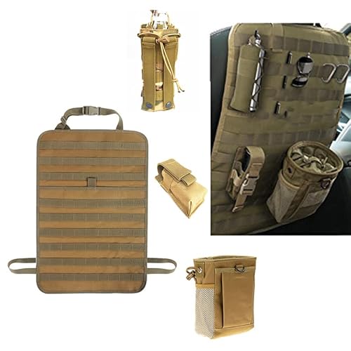 Lejie MOLLE Taktische Auto Rücksitz-Aufbewahrungstasche mit Flasche/Taschenlampe/Recycling-Tasche, temporäre Aufbewahrungstasche für temporäre Garage, Airsoft von Lejie