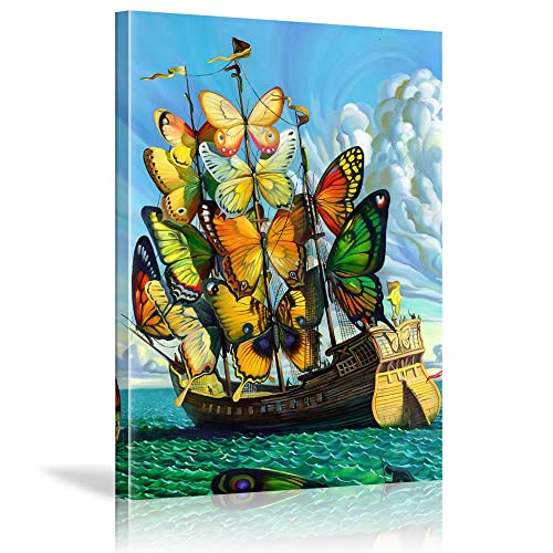 Abstraktes Salvador Dali-Schmetterlingsschiff, Wandkunst, Insekt, Leinwand, Gemälde, Poster und Drucke, Bild, Wohnzimmer, Heimdekoration, 40 x 60 cm, gerahmtes Kunstwerk Abstraktes Salvador Dali-Schmetterlingsschiff, Wandkunst, Insekt, Leinwand, Gemälde, Poster und Drucke, Bild, Wohnzimmer, Heimdekoration, 40 x 60 cm, gerahmtes Kunstwerk von Leju Art