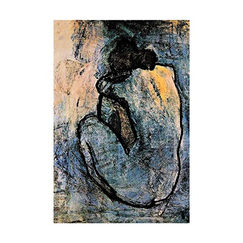 Leju Art Berühmtes Gemälde Blauer Akt von Pablo Picasso Leinwand Gemälde Poster und Drucke Wandkunst Bilder für Wohnzimmer Dekor 40X60cm(16x24in) Innen gerahmt von Leju Art