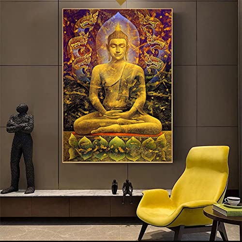 Buddha Bild für Wand Leinwand Malerei Buddhismus Gott Poster und Drucke Meditation Kunst Schlafzimmer Wohnzimmer Wohnkultur 30x45cm (12x18in) Rahmenlos von Leju Art