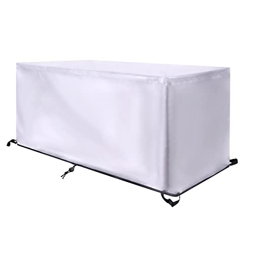 Gartenmöbel Abdeckung LxWxH:123x61x72cm Wasserdicht Reißfesten 420D Oxford Gewebe Outdoors Gartenmöbel Schutzhülle für Gartenmöbel Sets Tische und Stühle Sofa,Gartentisch Abdeckhaube-Silber grau von Leju Art