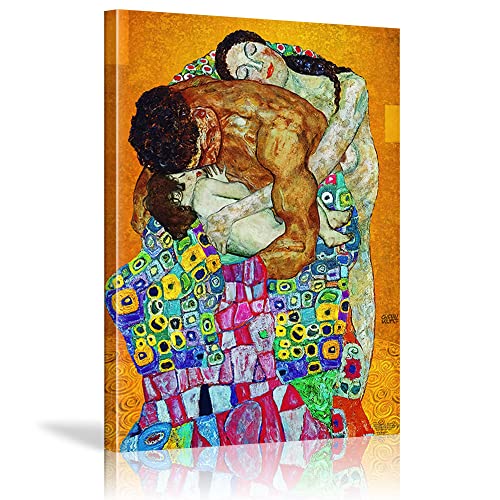 Gerahmte Leinwand Wandkunst Familie Malereivon Gustav Klimt Abstrakte Leinwanddrucke Wandkunst Bilder Modulare Malerei auf Leinwand Moderne Wohnzimmer Dekor mit Rahmen 60x80cm/24x32inch von Leju Art