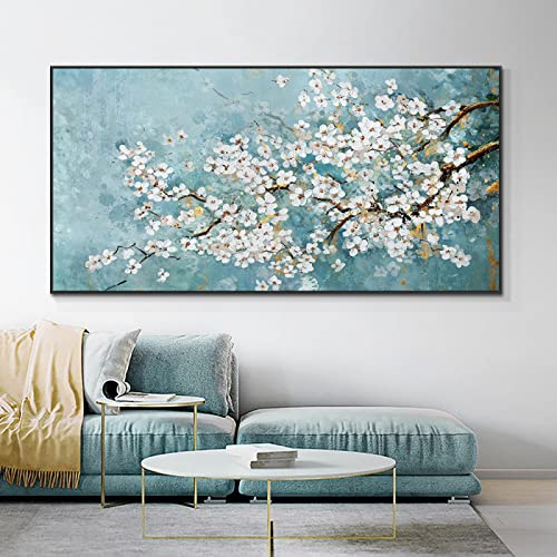 # Gerahmte Leinwand-Wandkunst große Größe Wandkunst Gemälde weiß blühende Blume Bäume Leinwand Poster Bilder für Zuhause Wohnzimmer Dekoration 183x91 cm/72x36 Zoll mit schwarzem Rahmen # Gerahmte Leinwand-Wandkunst große Größe Wandkunst Gemälde weiß blühende Blume Bäume Leinwand Poster Bilder für Zuhause Wohnzimmer Dekoration 183x91 cm/72x36 Zoll mit schwarzem Rahmen von Leju Art