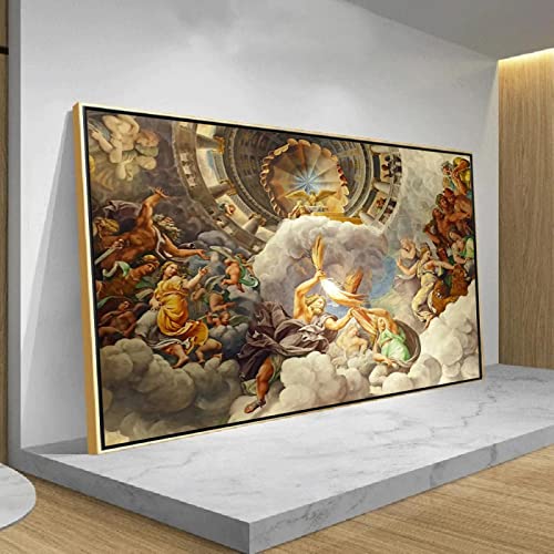 Griechische Mythologie Götter Zeus & Hera Druck auf Leinwand Gemälde Wandkunst Die Götter des Olymps Bild Home Decor Artistic Poster 36x24inch/92x61cm with-Gold-Frame von Leju Art