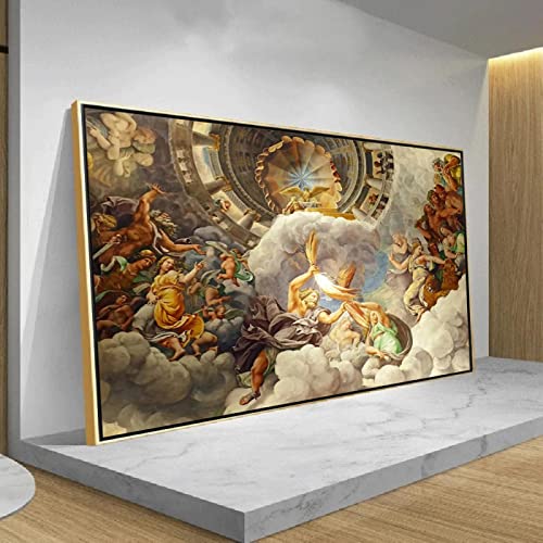 Griechische Mythologie Götter Zeus & Hera Druck auf Leinwand Gemälde Wandkunst The Gods Of Olympus Picture Home Decor Artistic Poster 48x32inch/120x80cm with-Gold-Frame von Leju Art