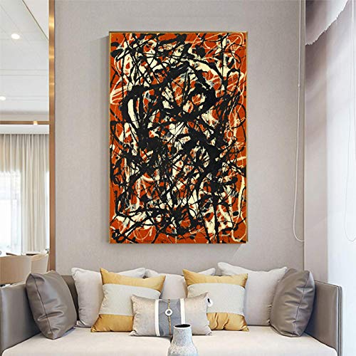 Jackson Pollock《Free Form》Kunstwerk Leinwand Kunst Malerei Poster Bild Moderne Große Wandkunst für Wohnzimmer Dekoration 36x51inch/90x130cm mit goldenem Rahmen von Leju Art