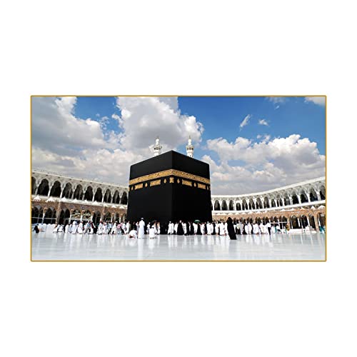 Leinwandbilder XXL Islamische heilige Stätten Masjid Al-haram Bilder Kaaba in Mekka Saudi-Arabien Poster Drucke Gebäude Leinwand Gemälde 80 x 140 cm (31,5 x 55,1 Zoll) rahmenlos von Leju Art