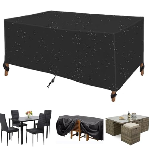 Leju Art Gartentisch Abdeckung Winterfest 500x400x95cm(LxWxH) Abdeckung Gartentisch Abdeckplane Gartenmöbel Schutzhülle Gartenmöbel Terrasse Gartenmöbel Abdeckungen für Gartenmöbel Sets-Schwarz von Leju Art