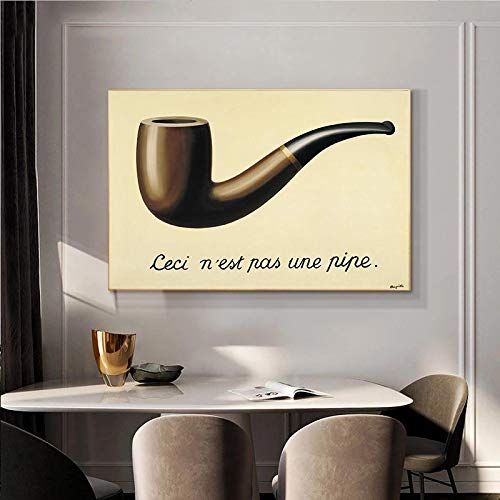 Leju Art Rene Magritte Berühmte Malerei Dies ist keine Pfeife Leinwanddruck Malerei Poster Wandkunst Bilder für Wohnkultur Kunstwerk 28x42 Zoll (70x105 cm) Rahmenlos von Leju Art